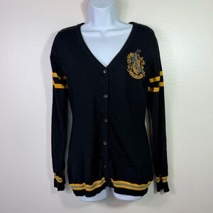 Harry Potter Button Up Sweater with Huffle Puff Embroidered Patch